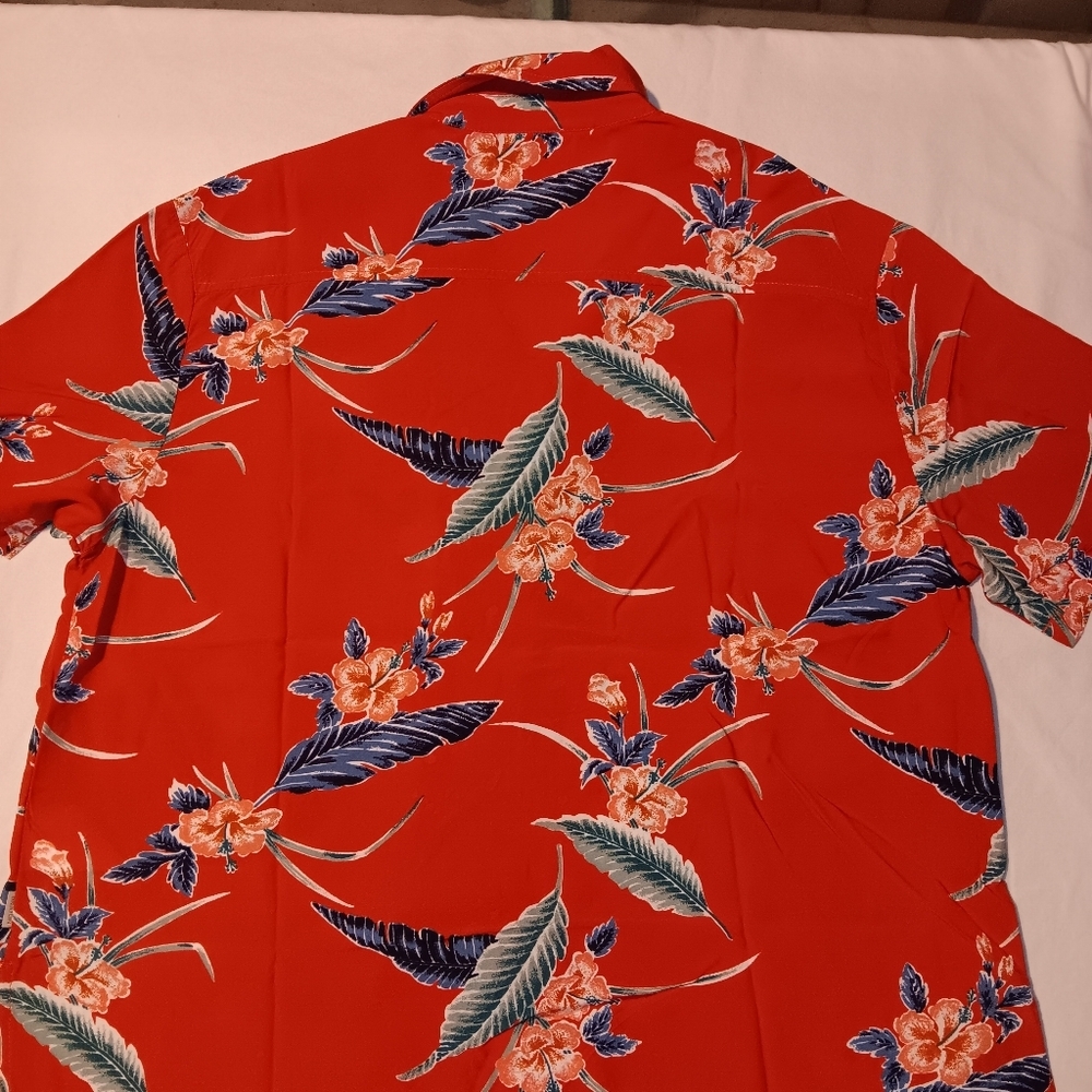 Tommy Bahama Red and Blue Casual Button Down Shirt - Picture 7 of 9
